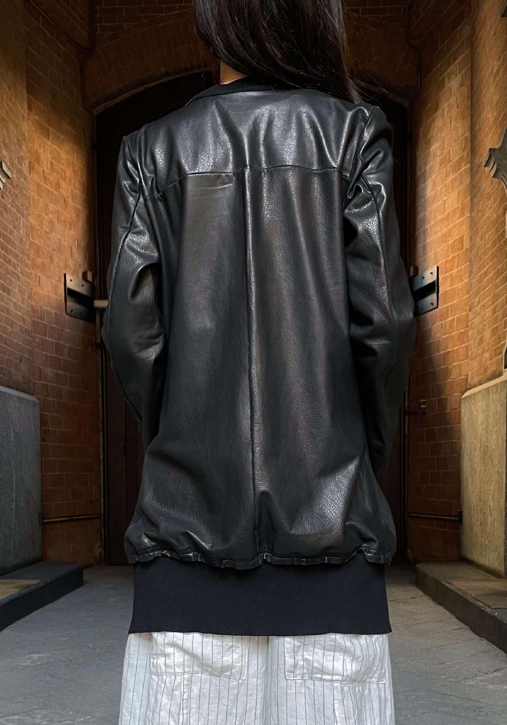 Rose & Lini GIORGIO BRATO BLACK LEATHER “CARDIGAN OVER” Affare Del Giorno