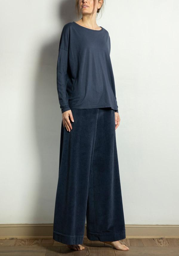 Rose & Lini BARBARA TANI COTTON “PANTS 457 V03” CORDUROY LAVAGNA Vendita Calda