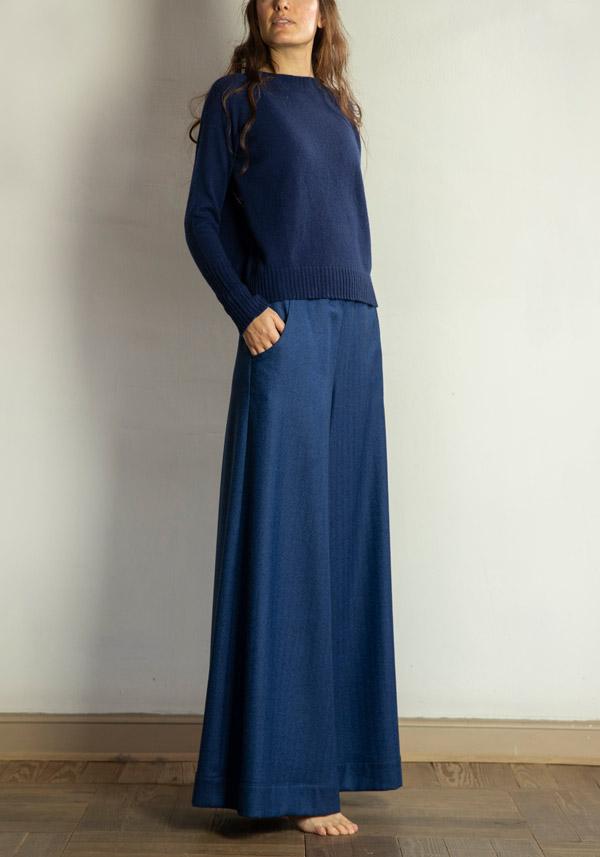 Rose & Lini BARBARA TANI WOOL & CASHMERE “PANTS 457 LANA” BLUETTE I Più Venduti