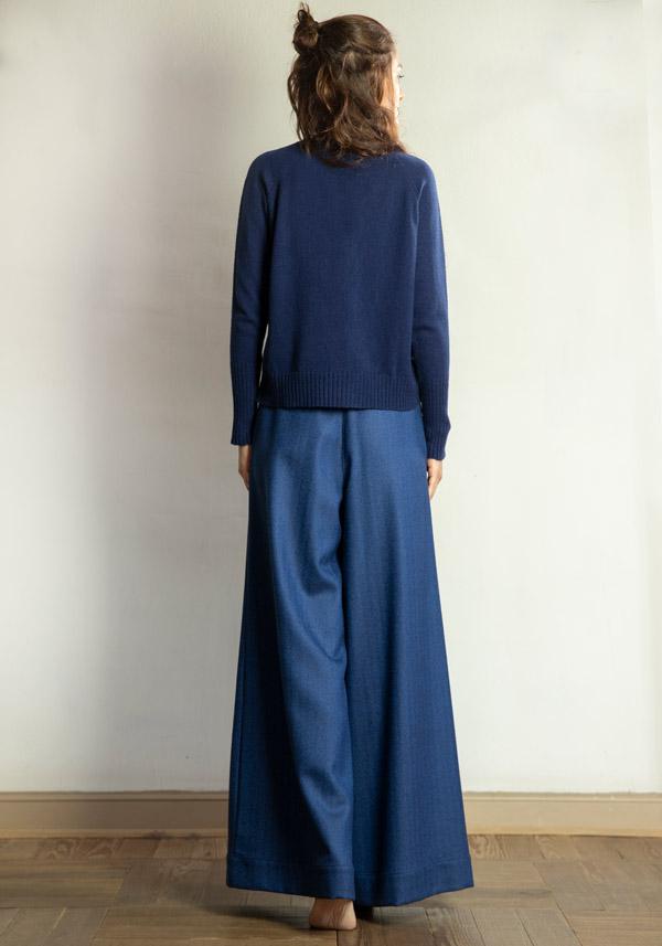 Rose & Lini BARBARA TANI WOOL & CASHMERE “PANTS 457 LANA” BLUETTE I Più Venduti