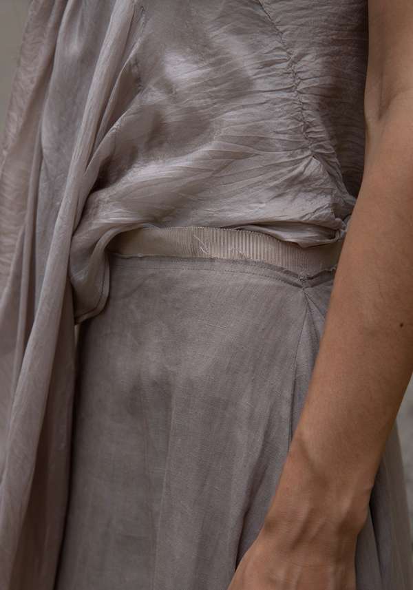 Rose & Lini MARC LE BIHAN TAUPE LINEN LONG “SKIRT 2510” Vendite Flash