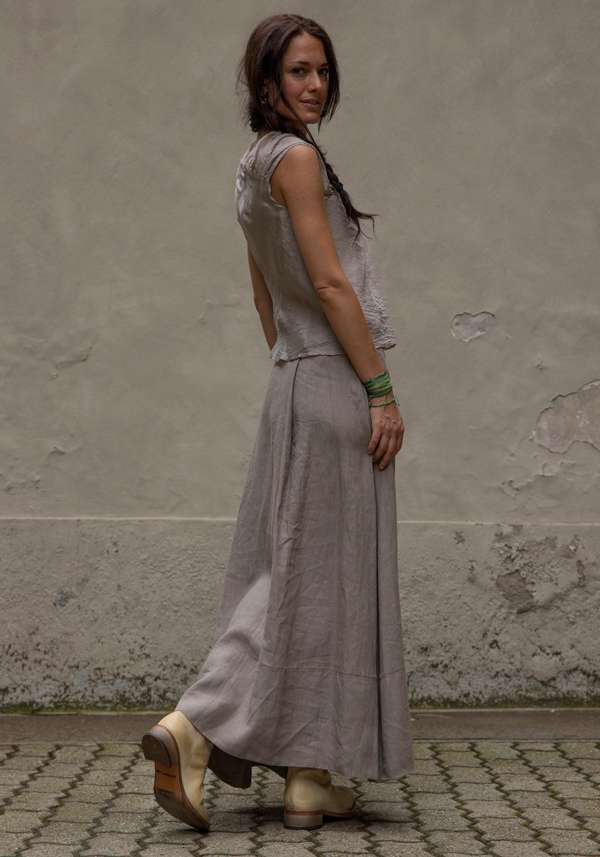 Rose & Lini MARC LE BIHAN TAUPE LINEN LONG “SKIRT 2510” Vendite Flash