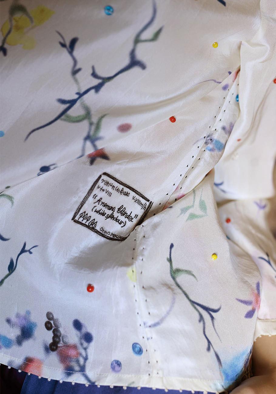 Rose & Lini AN AN LONDREE SILK “NOTE BLOUSE” WHITE Spedizione gratuita