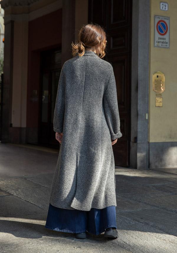 Rose & Lini BOBOUTIC WOOL & CASHMERE “4758” BLACK & CREAM COAT Offerta speciale