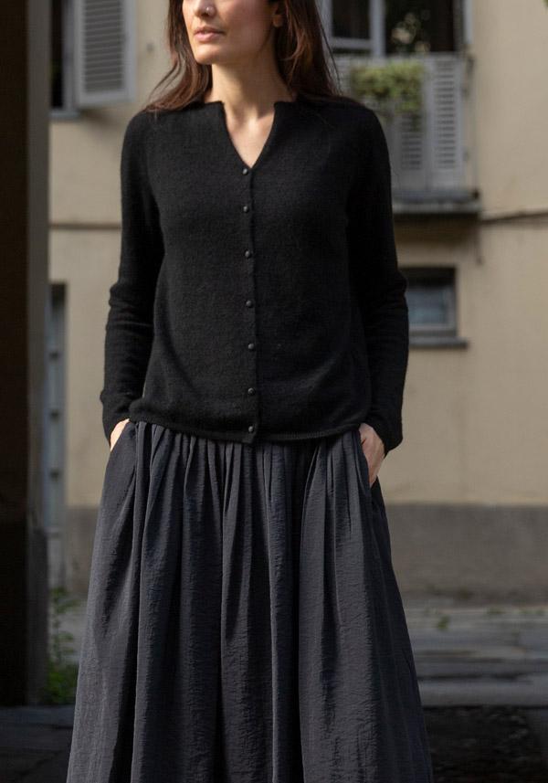 Rose & Lini APUNTOB SILK & CASHMERE “CARDIGAN 1892” BLACK Offerta natalizia