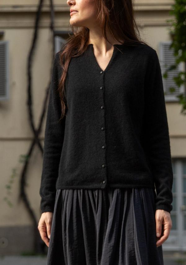 Rose & Lini APUNTOB SILK & CASHMERE “CARDIGAN 1892” BLACK Offerta natalizia
