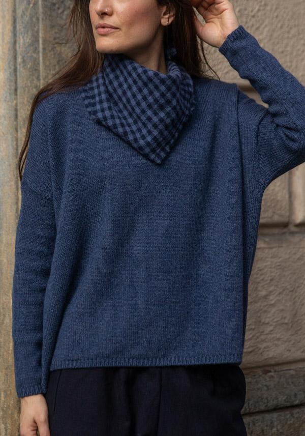 Rose & Lini APUNTOB CASHMERE & ALPACA “PULL 1890” DENIM BLUE Offerte esclusive