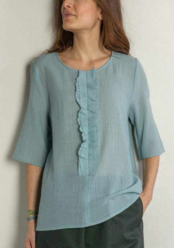 Rose & Lini APUNTOB WOOL “SHIRT 1845” SEA BLUE Prezzo basso