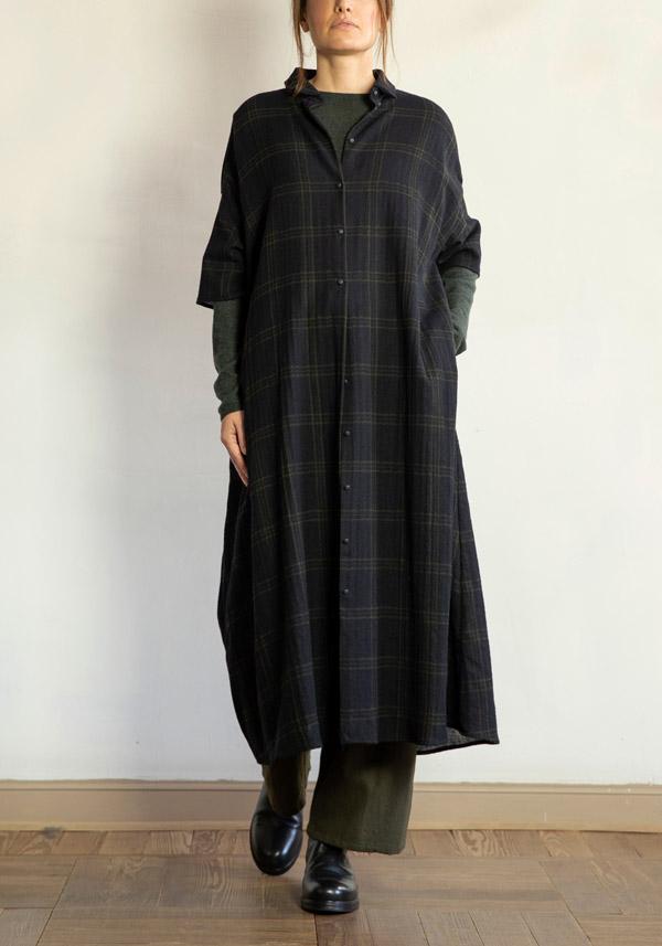 Rose & Lini APUNTOB WOOL CHECKED “DRESS 1813” BLUE Ritorno libero