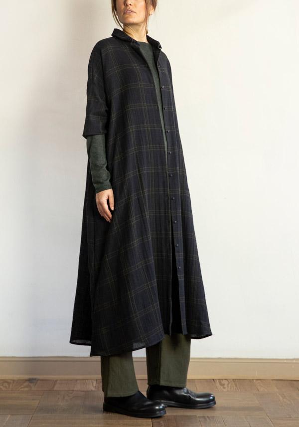 Rose & Lini APUNTOB WOOL CHECKED “DRESS 1813” BLUE Ritorno libero