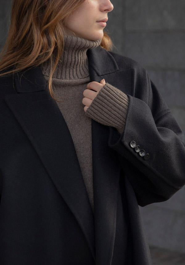 Rose & Lini N8 WOOL & CASHMERE “COAT 1100” BLACK Latest stili