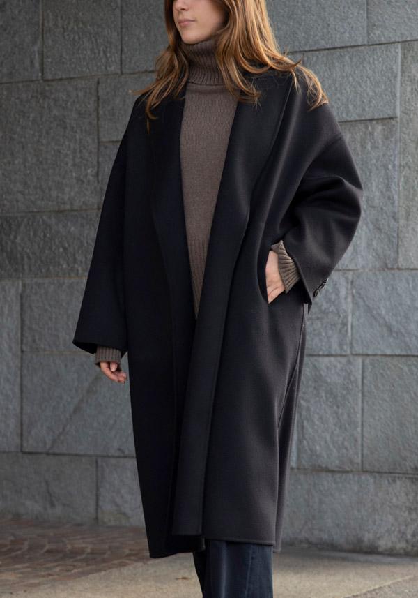 Rose & Lini N8 WOOL & CASHMERE “COAT 1100” BLACK Latest stili