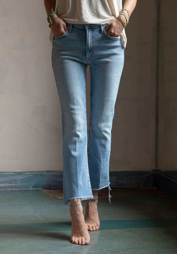Rose & Lini MOTHER DENIM “INSIDER CROP STEP FRAY” BLUE JEANS Ultimo giorno