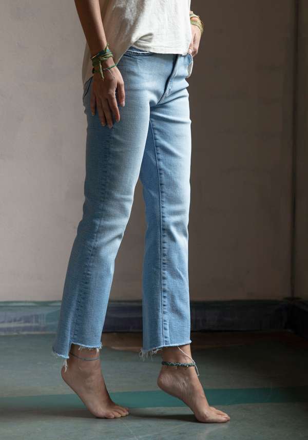 Rose & Lini MOTHER DENIM “INSIDER CROP STEP FRAY” BLUE JEANS Ultimo giorno