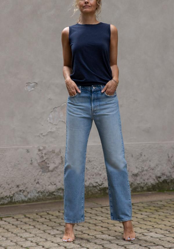 Rose & Lini MOTHER DENIM “THE DITCHER HOVER” DENIM BLUE JEANS Promozione temporanea