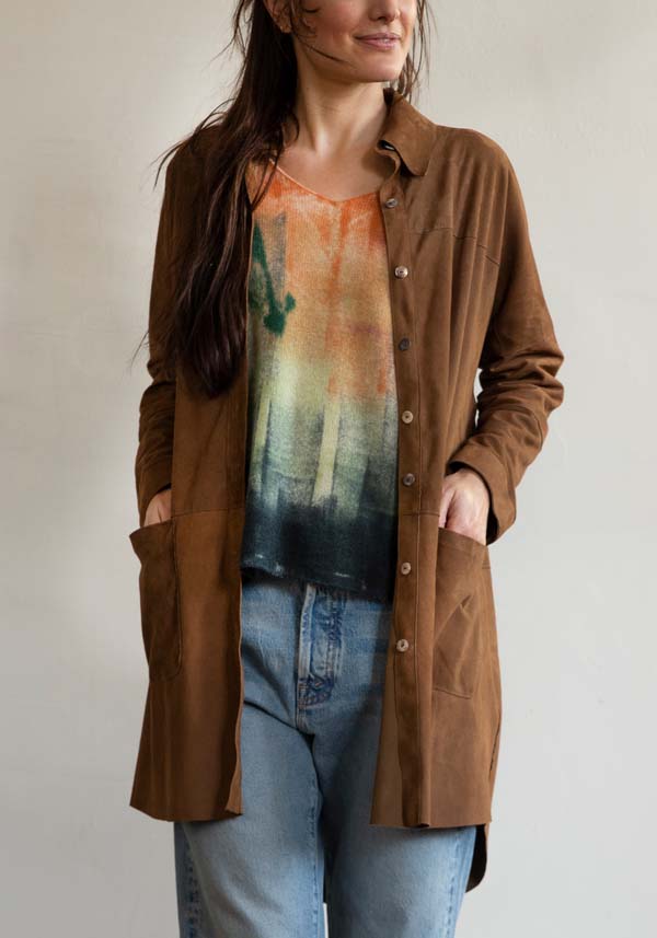 Rose & Lini GIORGIO BRATO SUEDE LEATHER “OVER SHIRT” RUM Solo un giorno rimasto