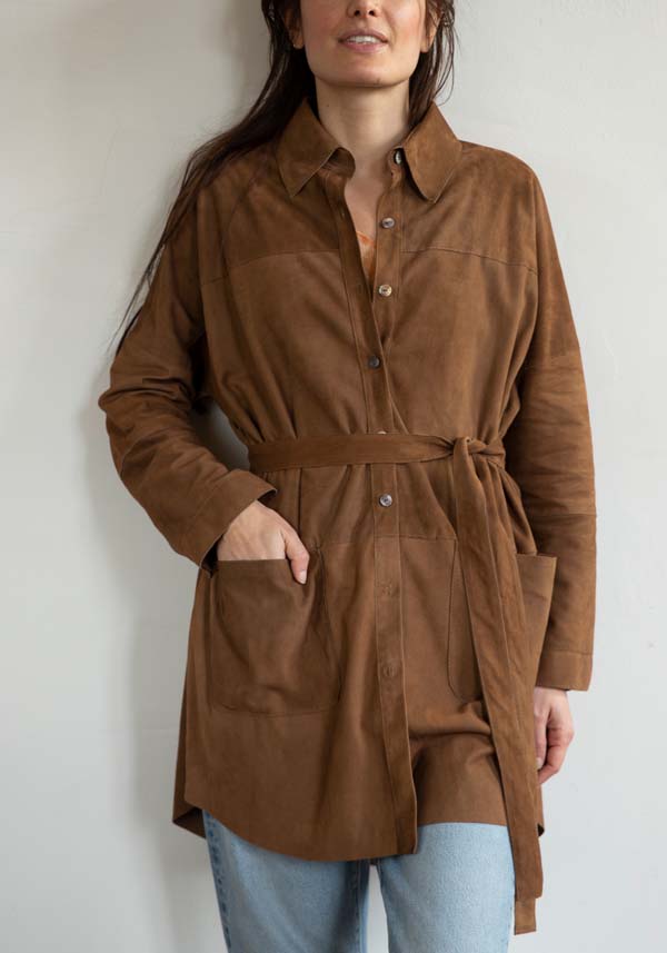 Rose & Lini GIORGIO BRATO SUEDE LEATHER “OVER SHIRT” RUM Solo un giorno rimasto