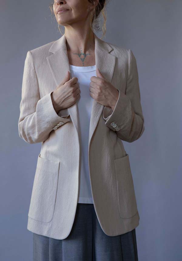 Rose & Lini N8 WOOL & LINEN “JACKET 2111” BEIGE Trasporto libero internazionale