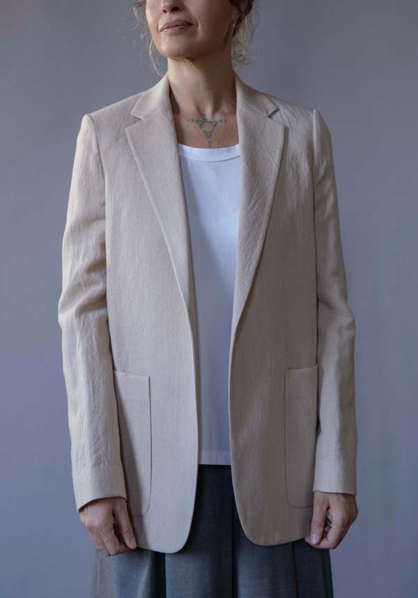 Rose & Lini N8 WOOL & LINEN “JACKET 2111” BEIGE Trasporto libero internazionale