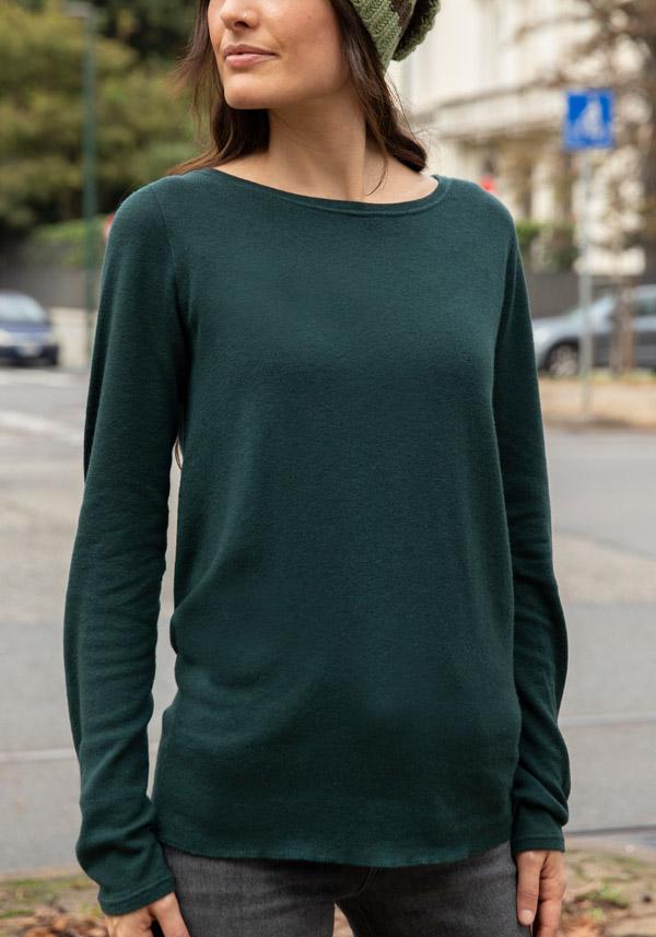 Rose & Lini MAJESTIC CASHMERE “COL BATEAU 607” FOREST GREEN SWEATER Limitato a 3 giorni