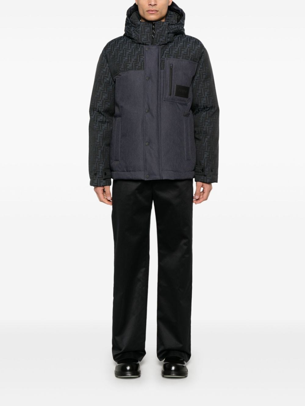 Fendi `FF Denim Tech` Padded Jacket Consegna Veloce
