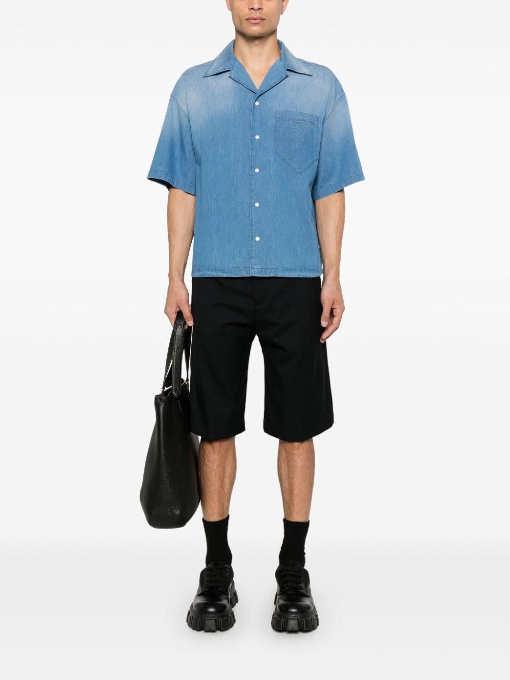 Prada Light Denim Short Sleeve Shirt In Linea