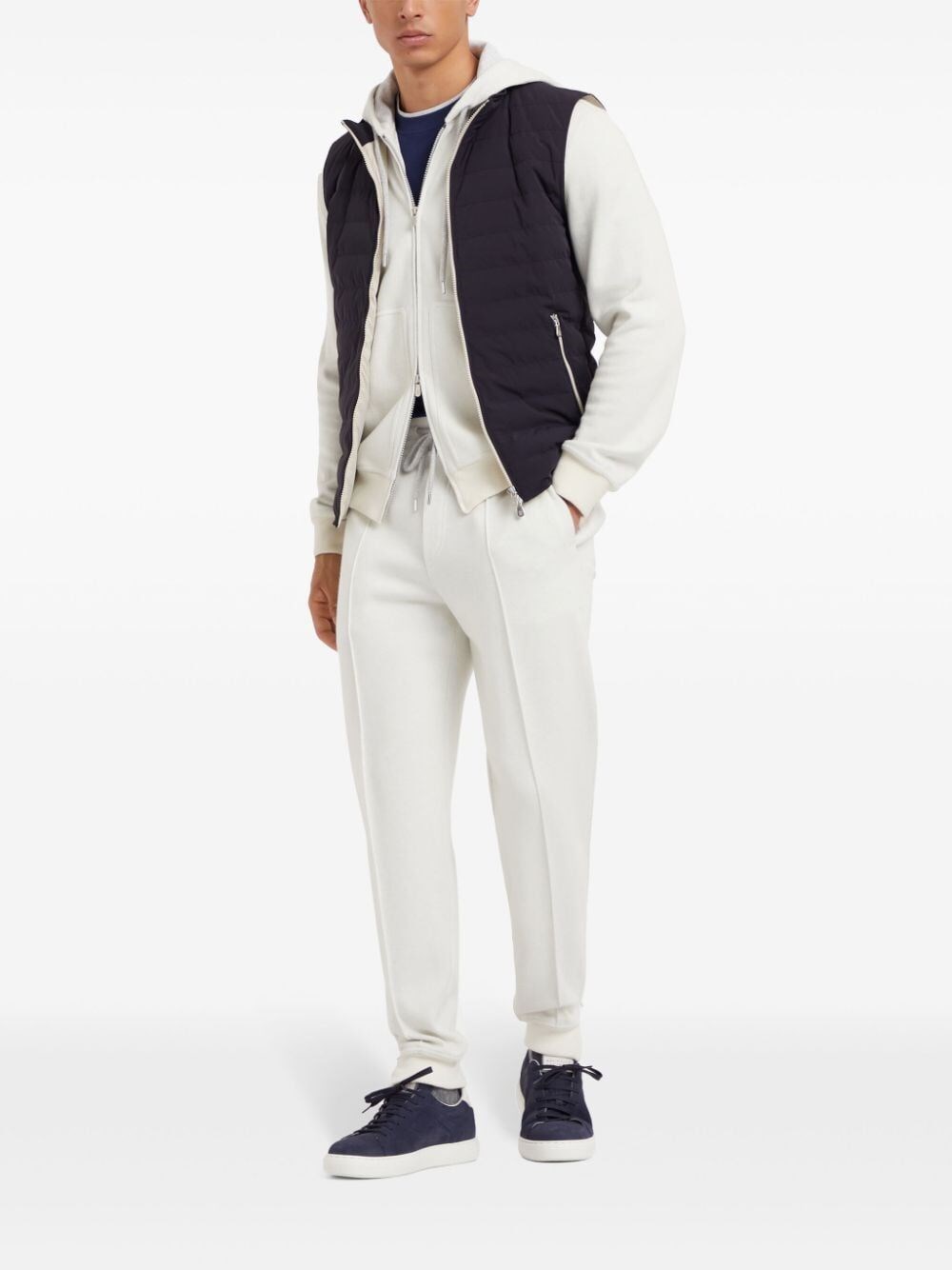 Brunello cucinelli Pants With Crête Detail And Elasticated Zipper Cuffs Vendite Flash