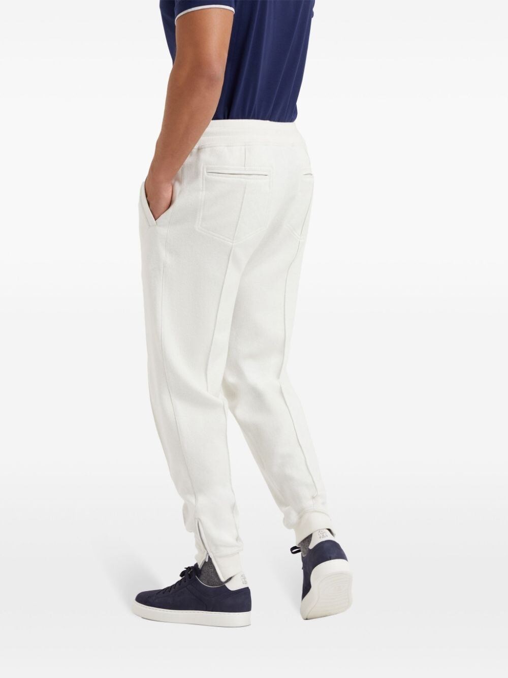 Brunello cucinelli Pants With Crête Detail And Elasticated Zipper Cuffs Vendite Flash