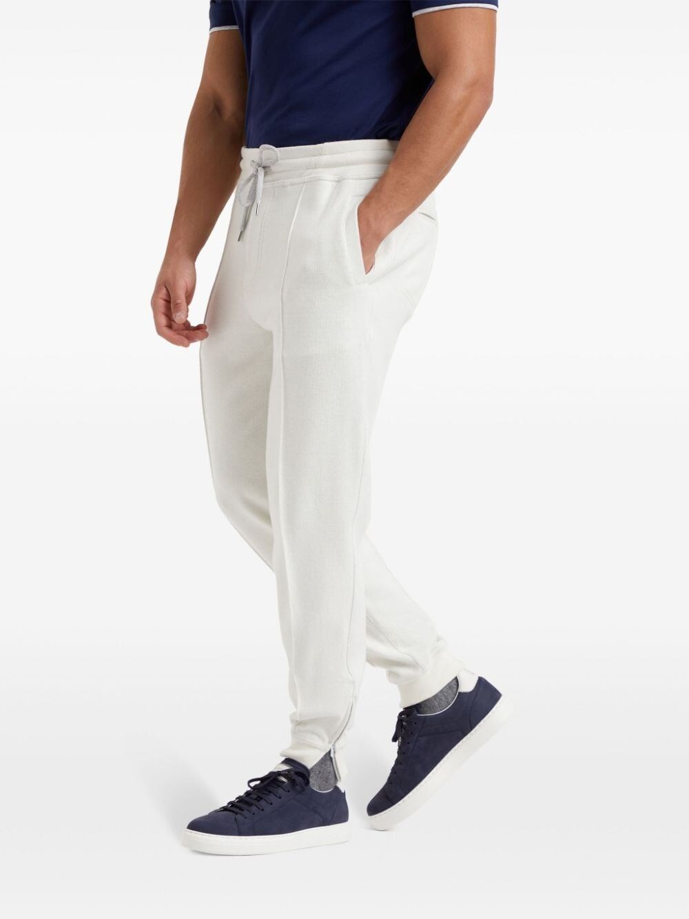 Brunello cucinelli Pants With Crête Detail And Elasticated Zipper Cuffs Vendite Flash