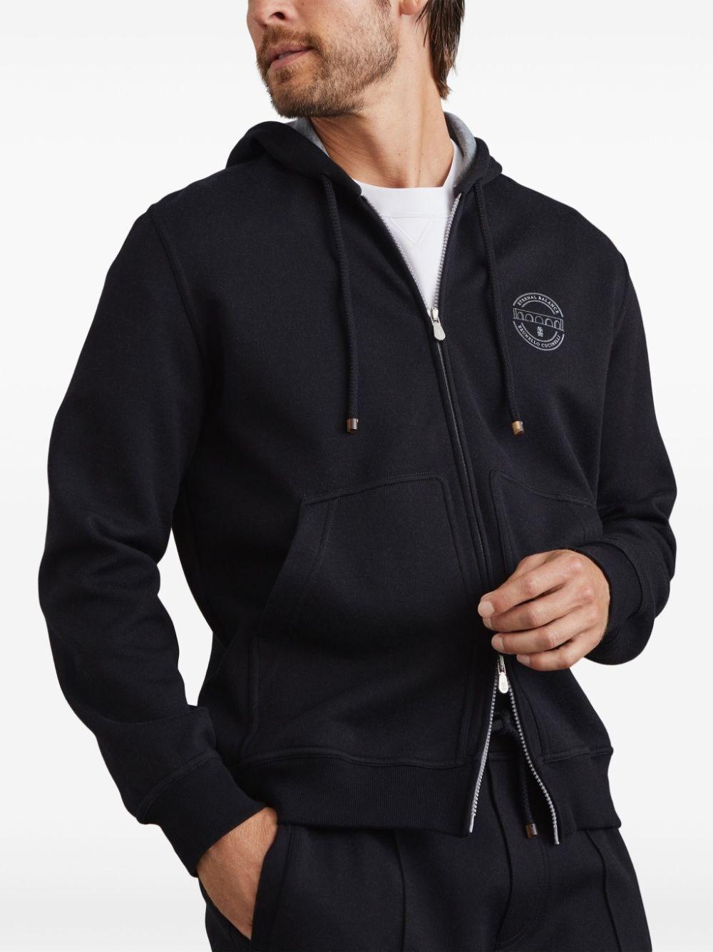 Brunello cucinelli Hooded Sweatshirt With Zipper And Print Negozio
