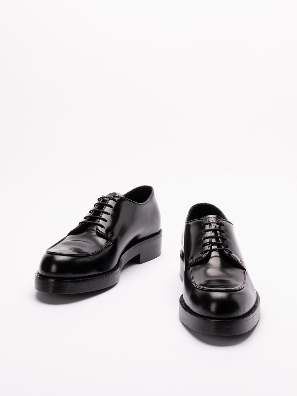 Prada Brushed Leather Derby Shoes In Vendita