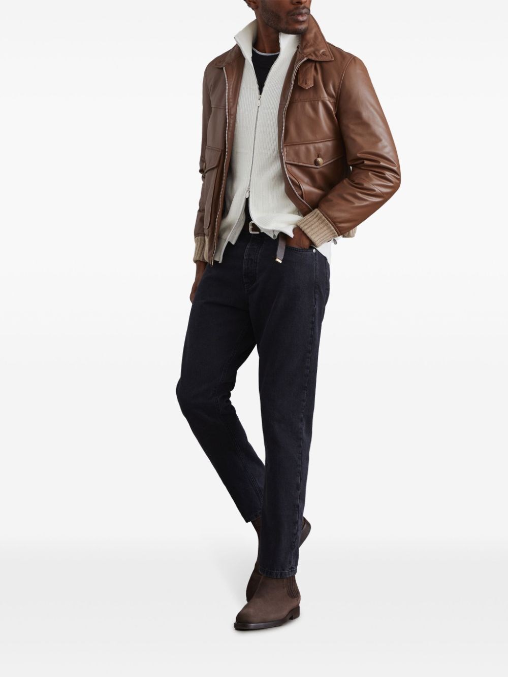 Brunello cucinelli Crew Neck T-Shirt With Faux-Layering Affare Del Giorno