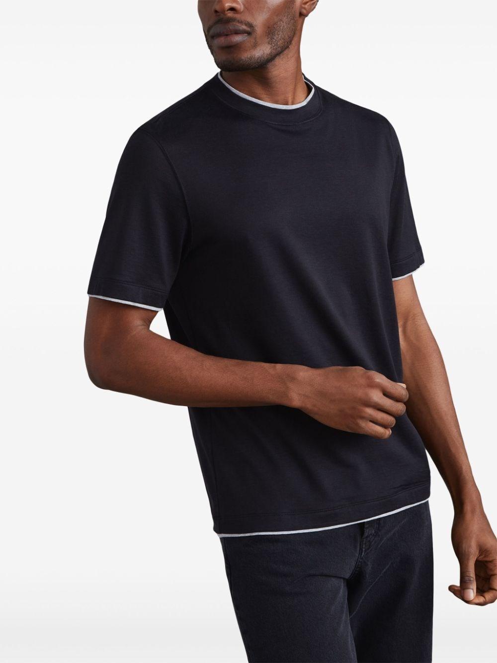 Brunello cucinelli Crew Neck T-Shirt With Faux-Layering Affare Del Giorno
