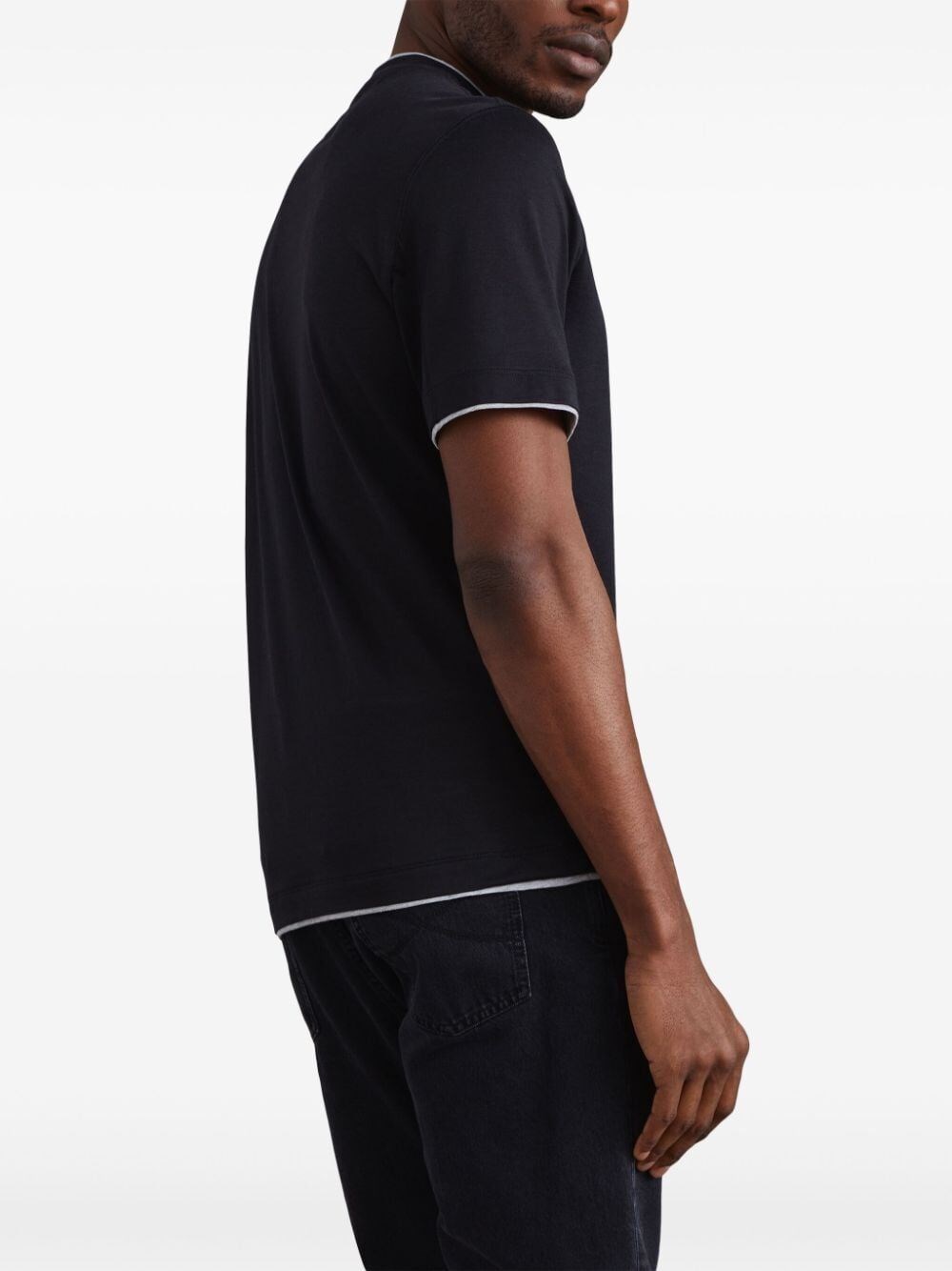 Brunello cucinelli Crew Neck T-Shirt With Faux-Layering Affare Del Giorno