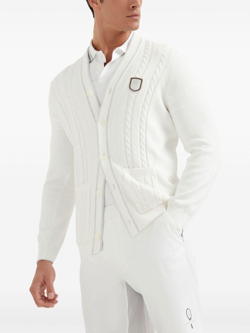 Brunello cucinelli Knit Cardigan With Tennis Badge Prezzo Ridotto