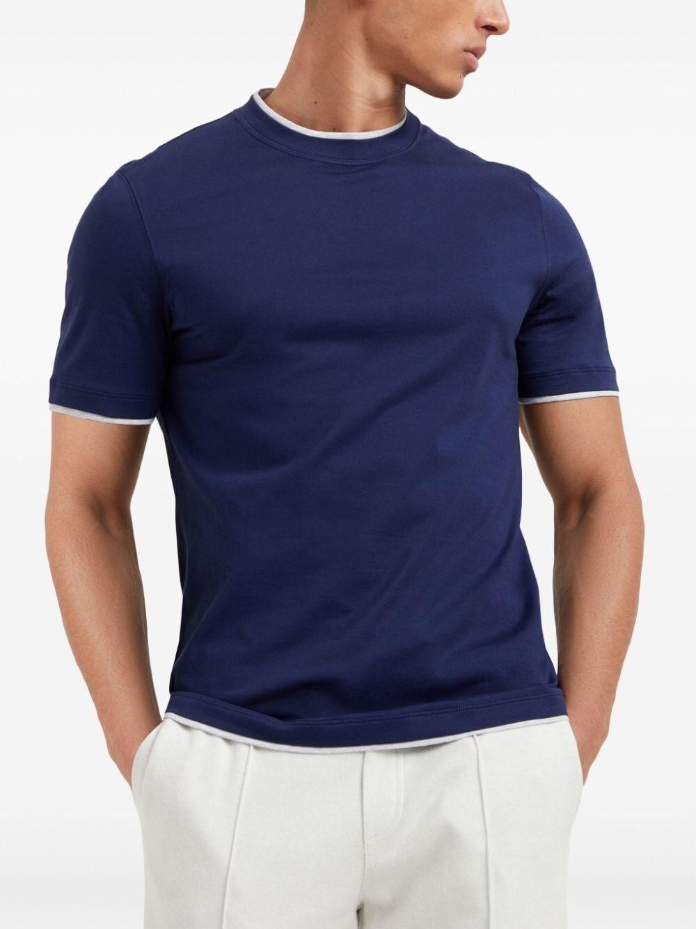 Brunello cucinelli Crew-Neck T-Shirt With Faux-Layering Economico