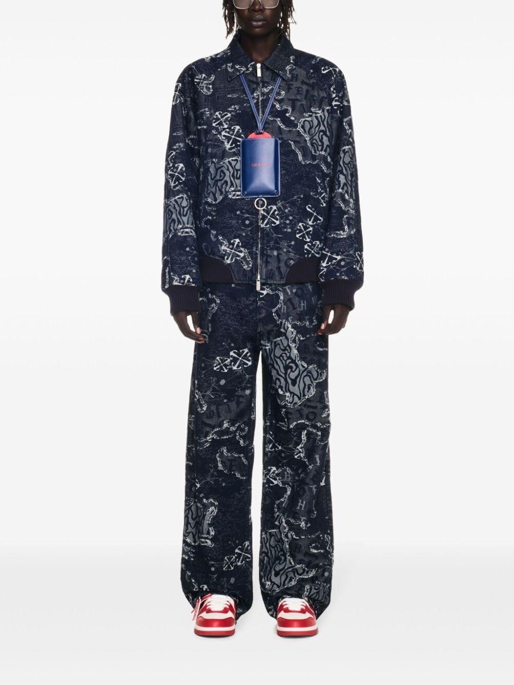 Off white `Camo` Denim Bomber Jacket Fino Al -60%