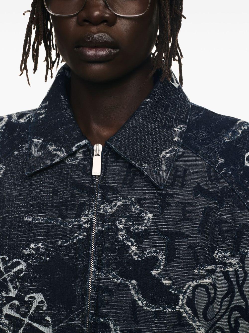 Off white `Camo` Denim Bomber Jacket Fino Al -60%