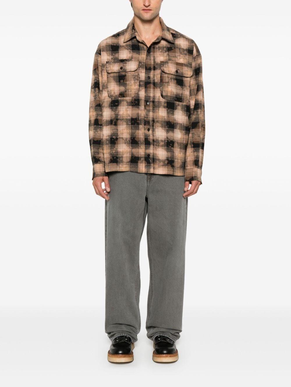 Palm angels `Curved Logo` Check Shirt In Linea