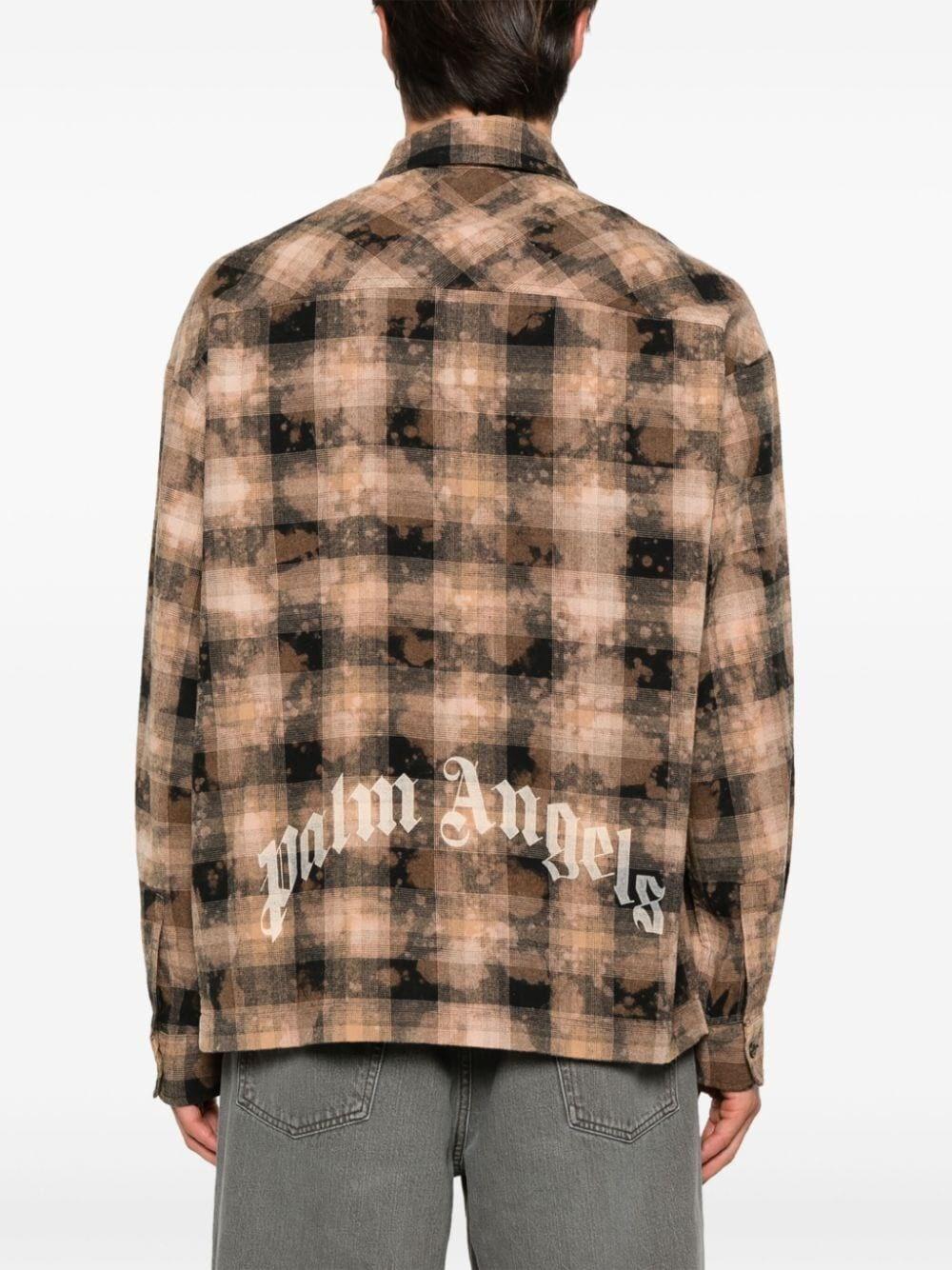 Palm angels `Curved Logo` Check Shirt In Linea