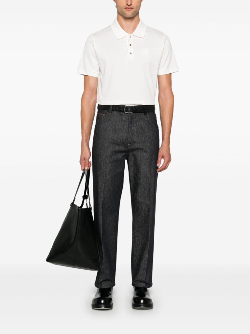 Fendi `FF` Embossed Polo Shirt In Linea