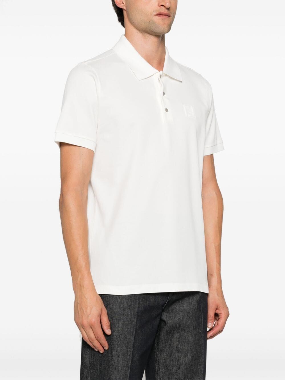 Fendi `FF` Embossed Polo Shirt In Linea