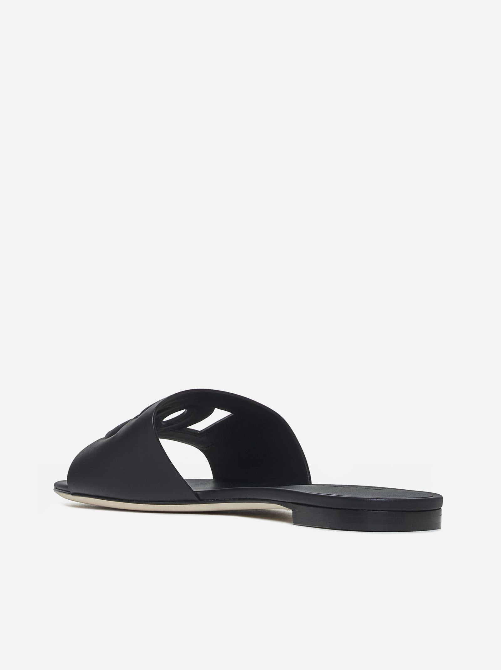 DOLCE & GABBANA Sandali flat in pelle con logo DG Offerte