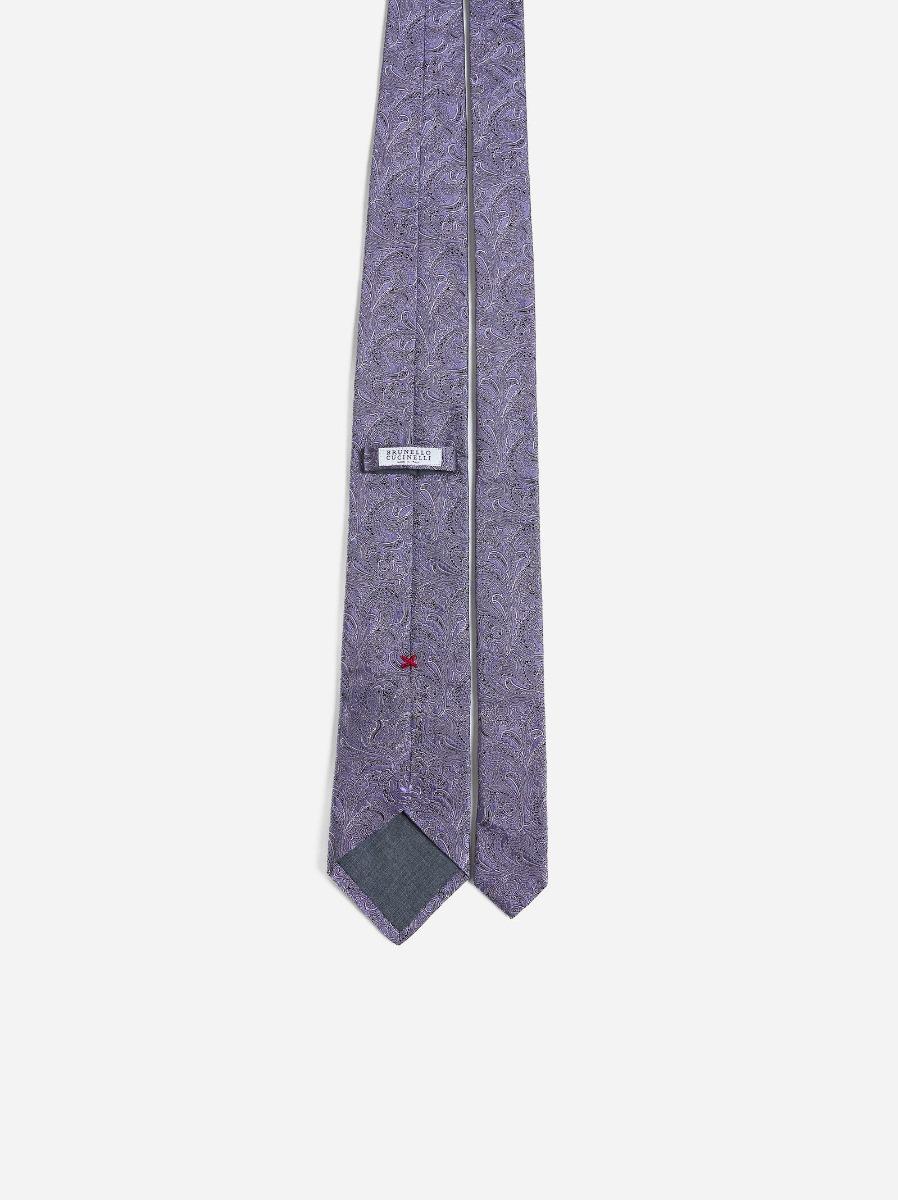 BRUNELLO CUCINELLI Cravatta in Paisley jacquard di seta Vendita