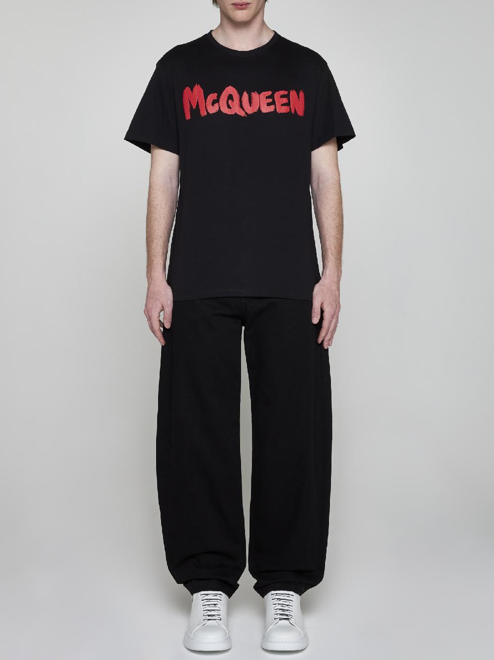 ALEXANDER MCQUEEN T-shirt in cotone con logo Italia