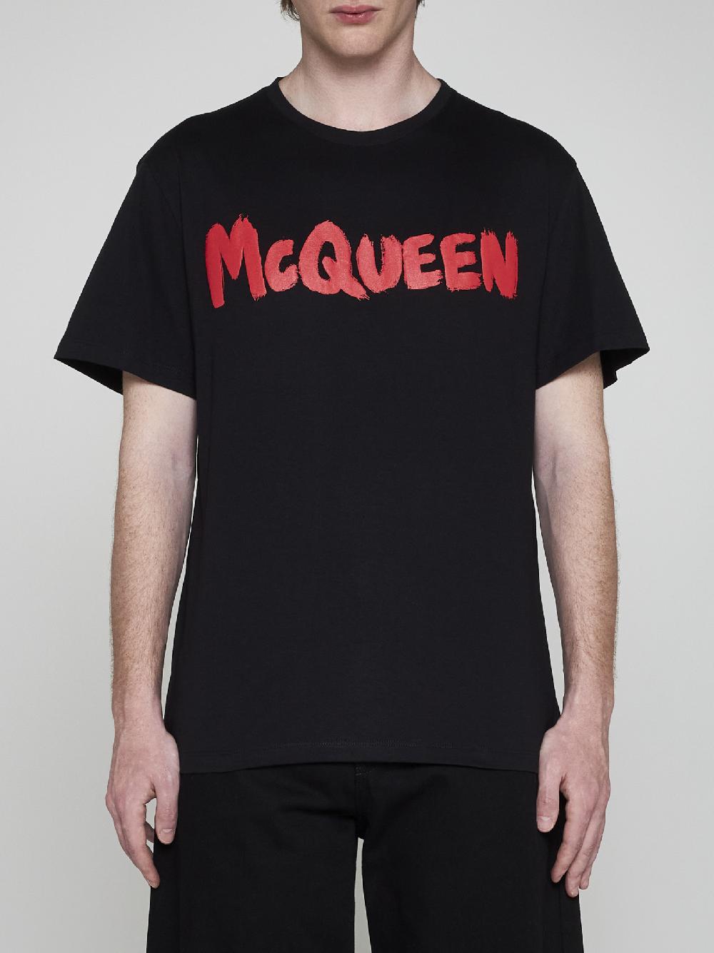 ALEXANDER MCQUEEN T-shirt in cotone con logo Italia