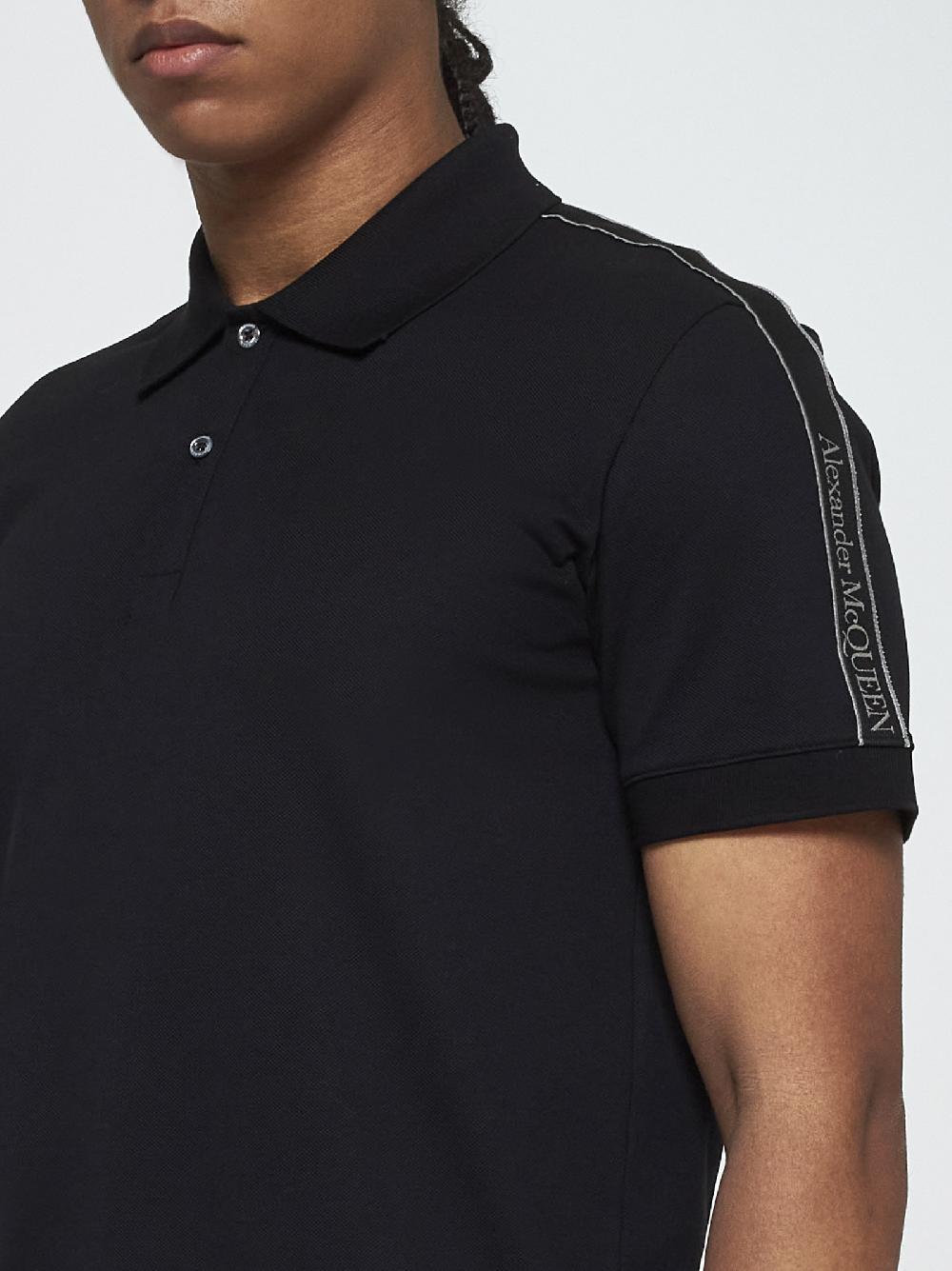 ALEXANDER MCQUEEN Polo in cotone con logo-tape Qualità