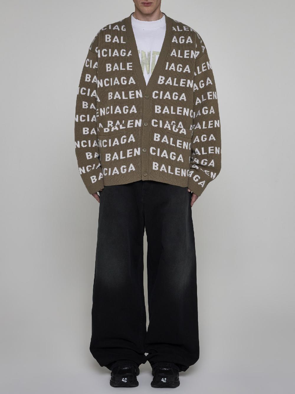 BALENCIAGA Cardigan in lana con logo Fino al 65% di sconto
