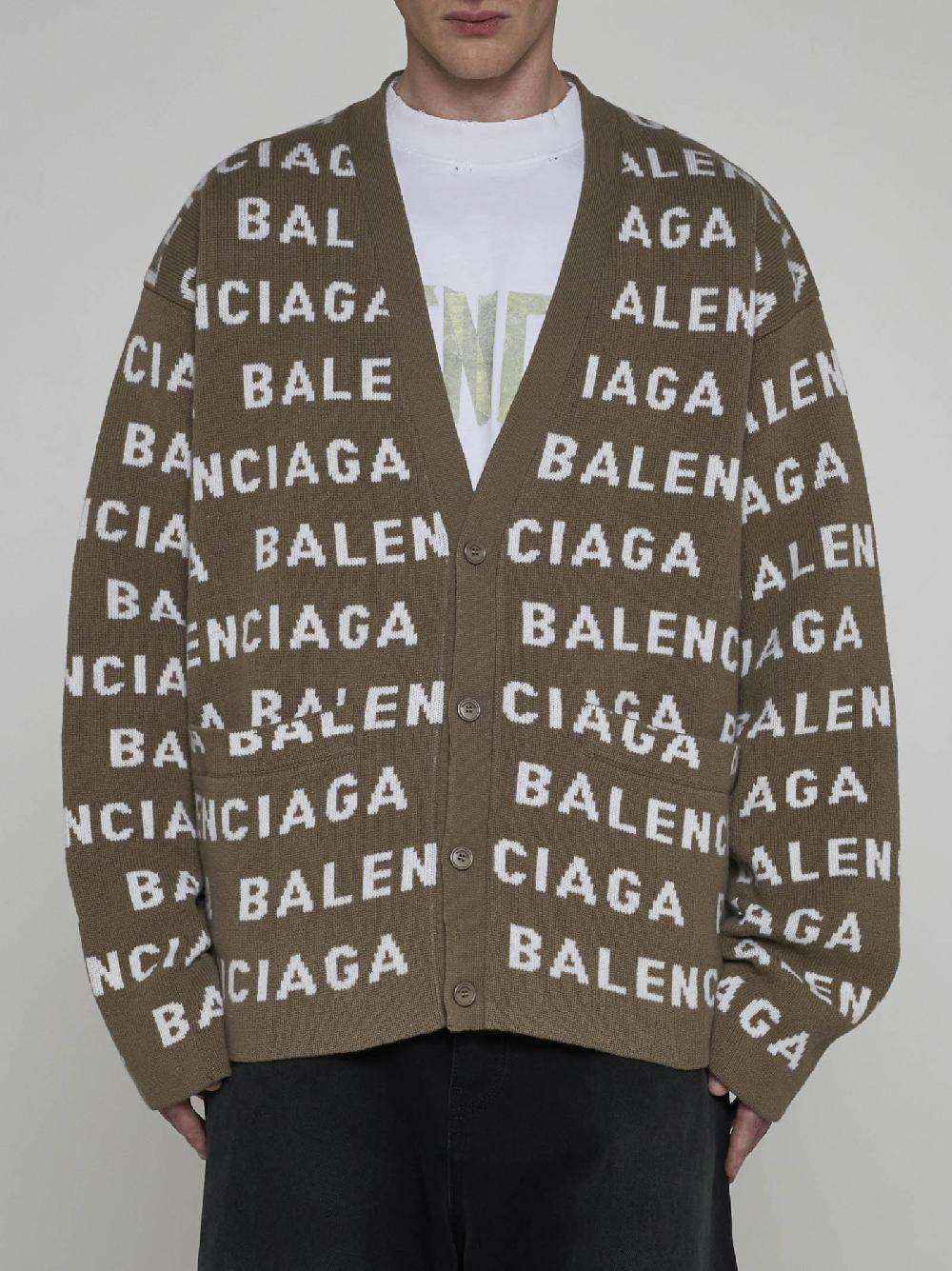 BALENCIAGA Cardigan in lana con logo Fino al 65% di sconto