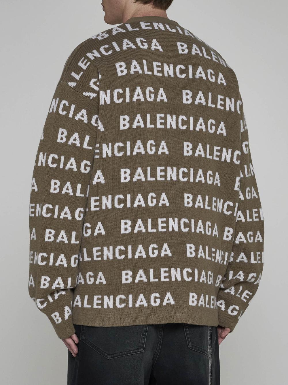 BALENCIAGA Cardigan in lana con logo Fino al 65% di sconto